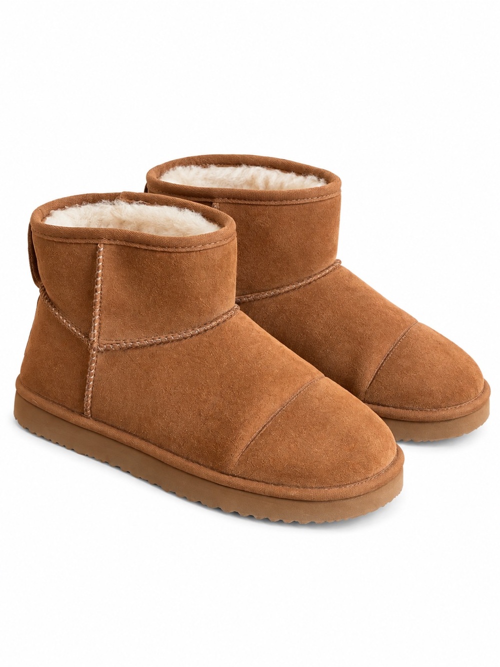 H&M Tan Faux Suede Cozy Faux-Fur Lined Mini Boots Size 7